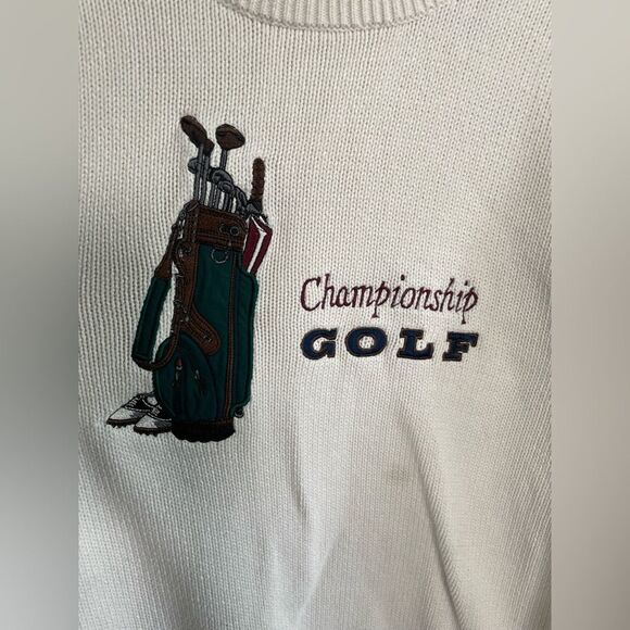 Izod Men’s Cream Championship Golf 100% Cotton Crew Neck Sweater SZ L - Picture 2 of 6